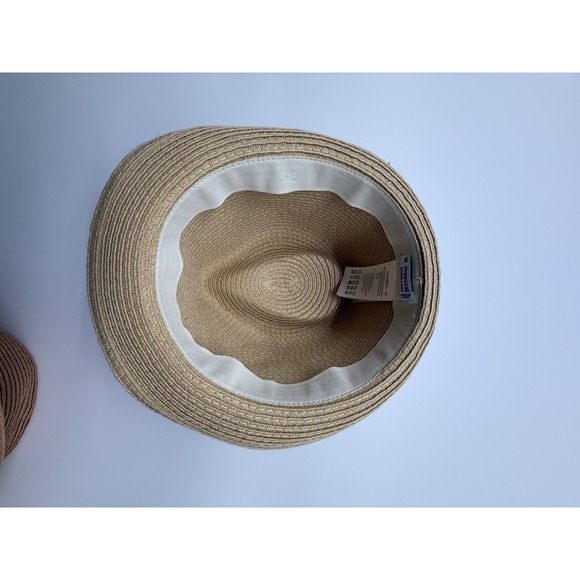 Lot Of 2 Mayoral beige fedora straw Hat Fits size 3-4-5 Blue Stripe Palm Trees - Picture 7 of 16